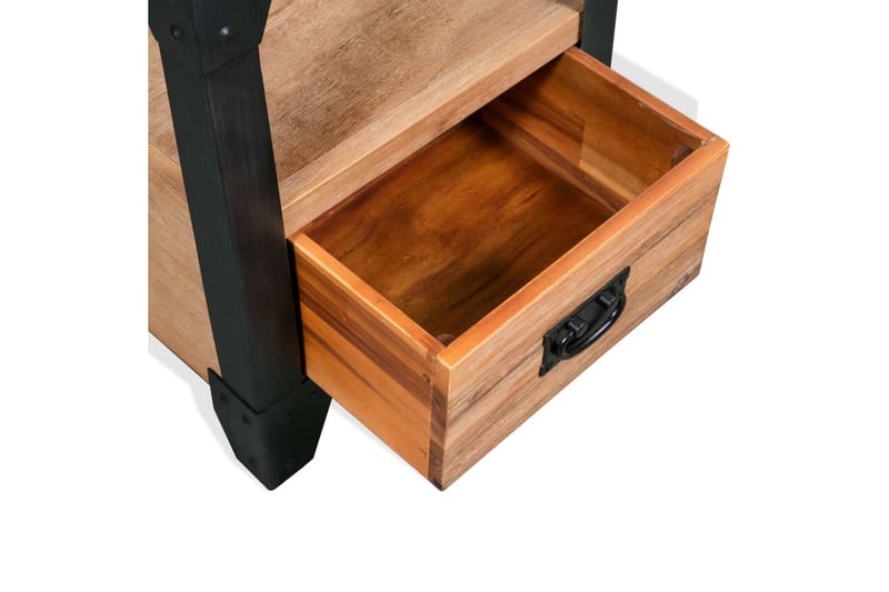 Nattduksbord massivt akaciaträ och stål 40x30x54 cm - Brun - Möbler - Bord & matgrupper - Avlastningsbord - Sängbord & nattduksbord