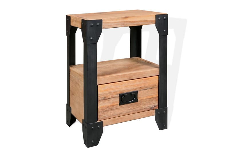 Nattduksbord massivt akaciaträ och stål 40x30x54 cm - Brun - Möbler - Bord & matgrupper - Avlastningsbord - Sängbord & nattduksbord