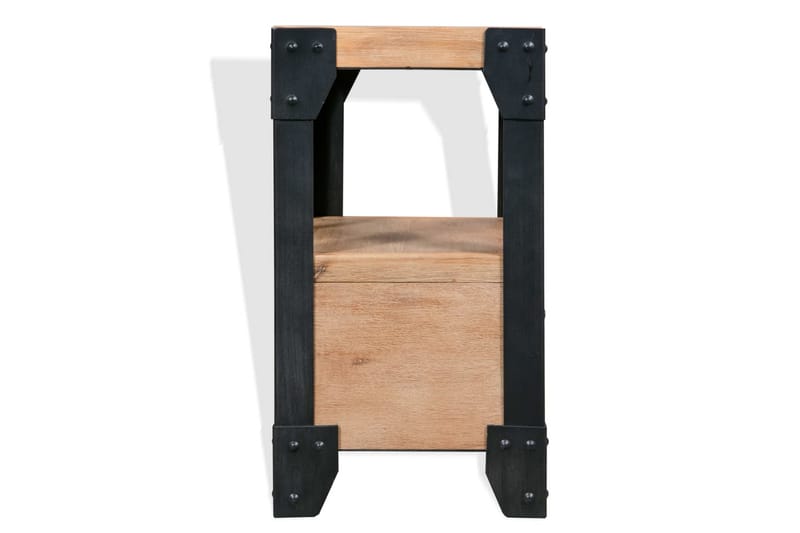 Nattduksbord massivt akaciaträ och stål 40x30x54 cm - Brun - Möbler - Bord & matgrupper - Avlastningsbord - Sängbord & nattduksbord