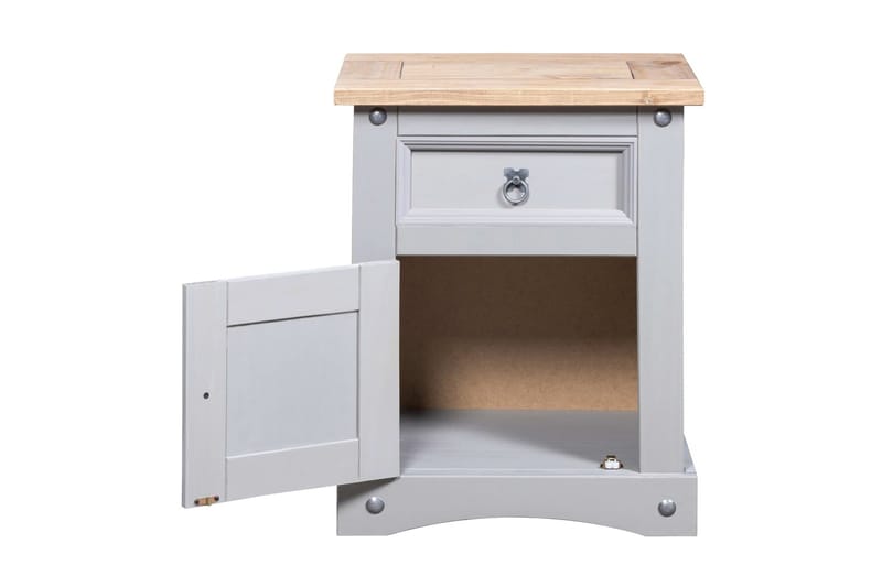 Nattduksbord mexikansk Coronastil furu grå 53x39x67 cm - Grå - Möbler - Bord & matgrupper - Avlastningsbord - Sängbord & nattduksbord
