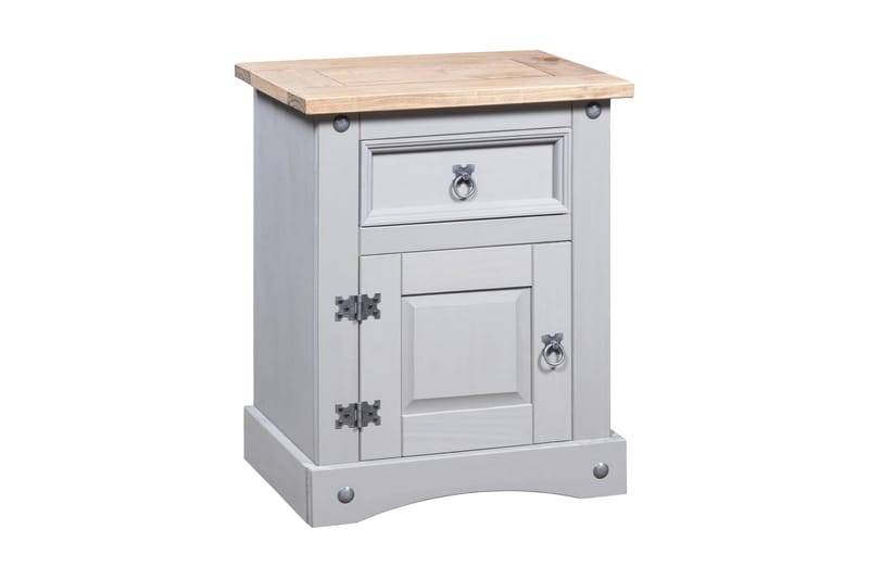 Nattduksbord mexikansk Coronastil furu grå 53x39x67 cm - Grå - Möbler - Bord & matgrupper - Avlastningsbord - Sängbord & nattduksbord