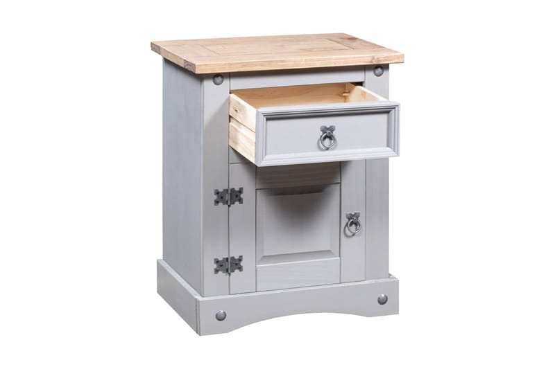 Nattduksbord mexikansk Coronastil furu grå 53x39x67 cm - Grå - Möbler - Bord & matgrupper - Avlastningsbord - Sängbord & nattduksbord