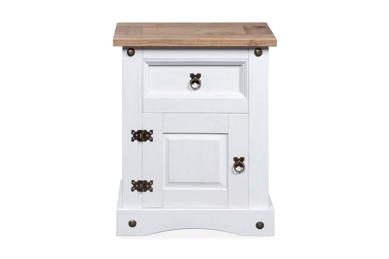 Nattduksbord mexikansk coronastil furu vit 53x39x67 cm - Vit - Möbler - Bord & matgrupper - Avlastningsbord - Sängbord & nattduksbord