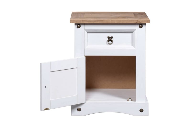 Nattduksbord mexikansk coronastil furu vit 53x39x67 cm - Vit - Möbler - Bord & matgrupper - Avlastningsbord - Sängbord & nattduksbord