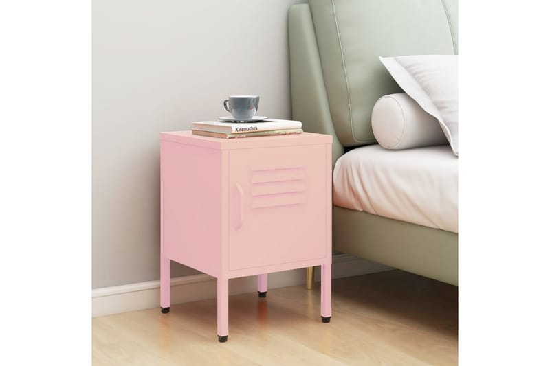 Nattduksbord rosa 35x35x51 cm stål - Rosa - Sängbord & nattduksbord