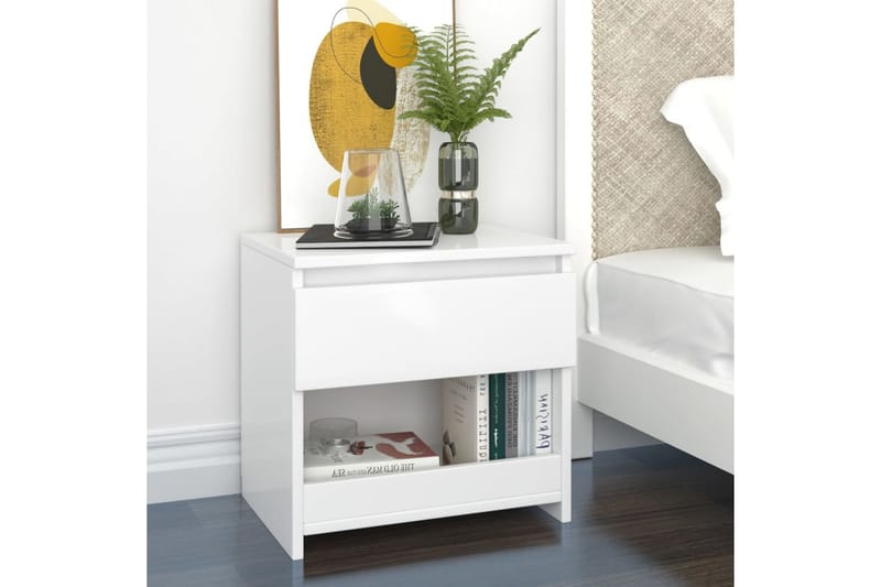 Nattduksbord vit högglans 40x30x39 cm spånskiva - Vit - Möbler - Bord & matgrupper - Avlastningsbord - Sängbord & nattduksbord