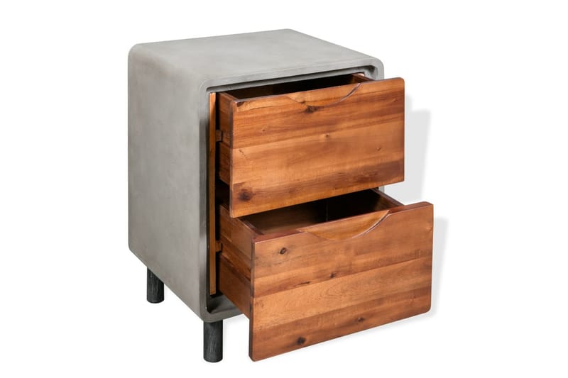 Nattdukssbord i betong och massivt akaciaträ 40x30x50 cm - Grå - Möbler - Bord & matgrupper - Avlastningsbord - Sängbord & nattduksbord