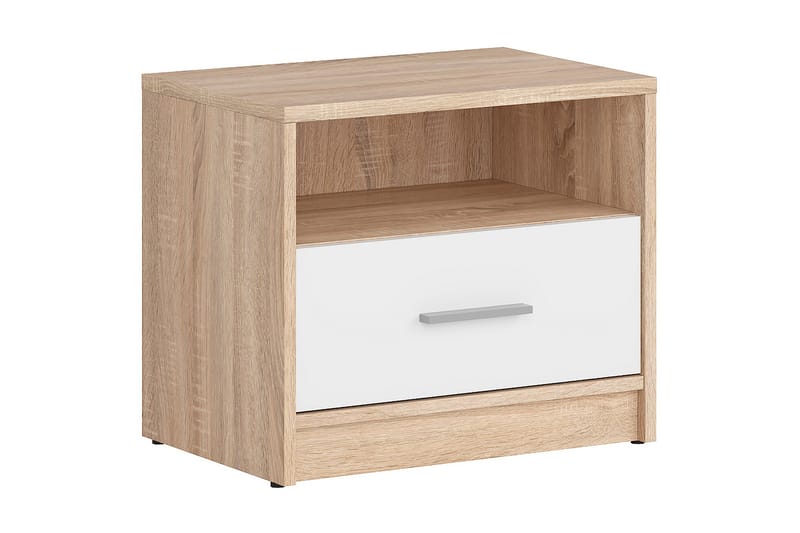 Nepo Plus Sängbord 49,5 cm - Trä/natur|Vit - Sängbord & nattduksbord