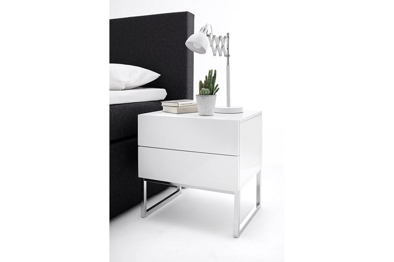 Nola Sängbord 50 cm Höga Ben med Förvaring 2 Lådor - Vit - Möbler - Bord & matgrupper - Avlastningsbord - Sängbord & nattduksbord