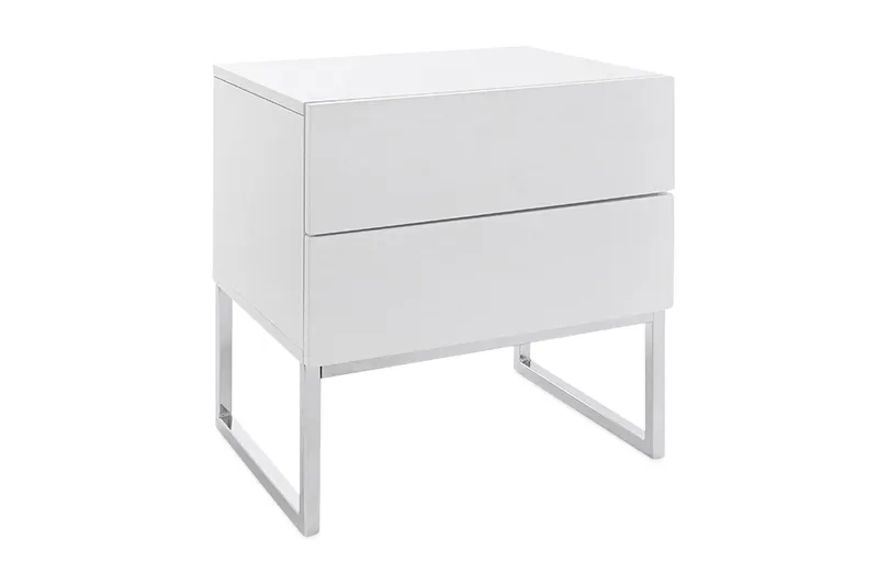 Nola Sängbord 50 cm Höga Ben med Förvaring 2 Lådor - Vit - Möbler - Bord & matgrupper - Avlastningsbord - Sängbord & nattduksbord