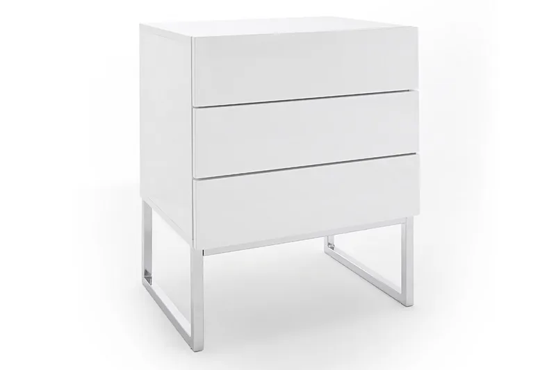 Nola Sängbord 50 cm Höga Ben med Förvaring 3 Lådor - Vit - Möbler - Bord & matgrupper - Avlastningsbord - Sängbord & nattduksbord
