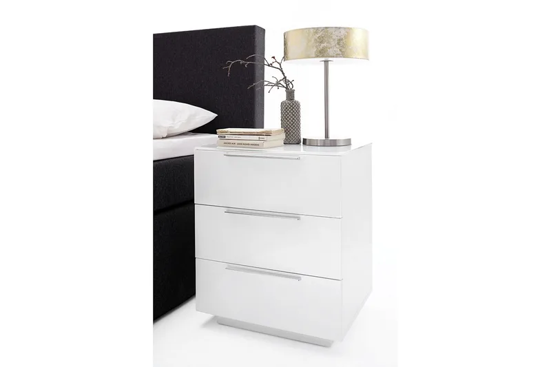 Nola Sängbord 50 cm med Förvaring 3 Lådor - Vit - Möbler - Bord & matgrupper - Avlastningsbord - Sängbord & nattduksbord
