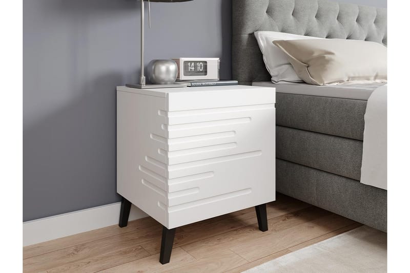 Novaj Sängbord 44 cm - Matt Vit/Svart - Möbler - Bord & matgrupper - Avlastningsbord - Sängbord & nattduksbord