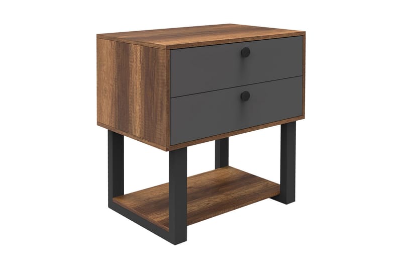 Numandro Sängbord 80 cm - Teak/Antracit - Möbler - Bord & matgrupper - Avlastningsbord - Sängbord & nattduksbord