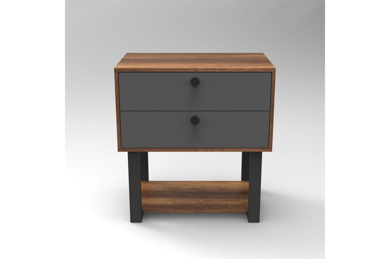 Numandro Sängbord 80 cm - Teak/Antracit - Möbler - Bord & matgrupper - Avlastningsbord - Sängbord & nattduksbord