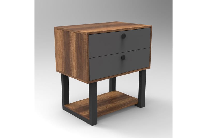 Numandro Sängbord 80 cm - Teak/Antracit - Möbler - Bord & matgrupper - Avlastningsbord - Sängbord & nattduksbord