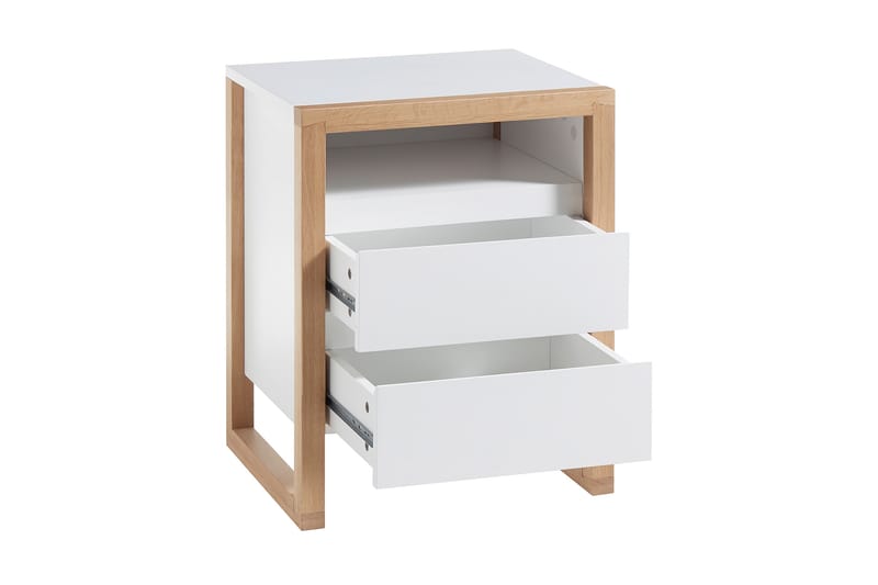 Nuzman Nattduksbord 48 cm - Vit/Ek - Möbler - Bord & matgrupper - Avlastningsbord - Sängbord & nattduksbord