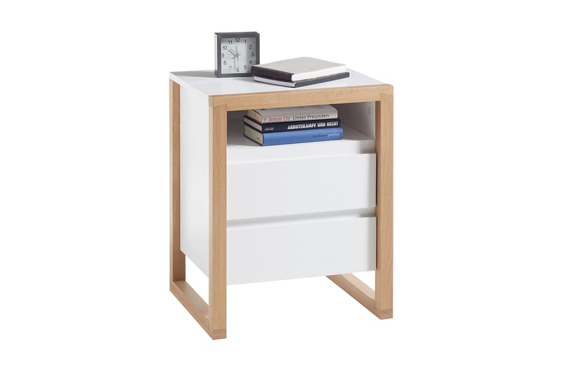 Nuzman Nattduksbord 48 cm - Vit/Ek - Möbler - Bord & matgrupper - Avlastningsbord - Sängbord & nattduksbord