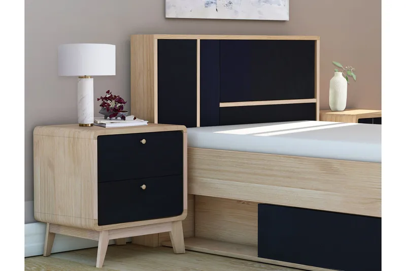 Olivet Sängbord 51 cm - Natur/Svart - Möbler - Bord & matgrupper - Avlastningsbord - Sängbord & nattduksbord