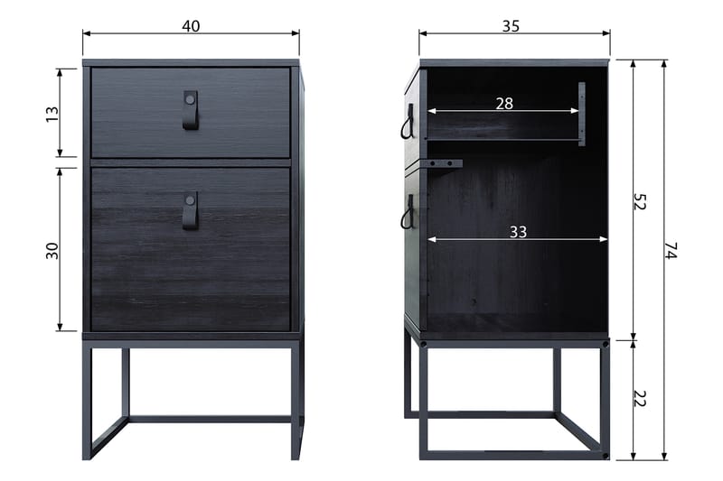 Ottoline Sängbord 40 cm - Svart - Möbler - Bord & matgrupper - Avlastningsbord - Sängbord & nattduksbord