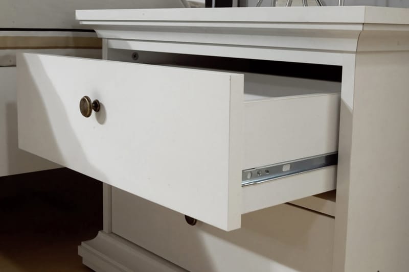 Paris Sängbord 63 cm med Förvaring 2 Lådor - Vit - Sängbord & nattduksbord