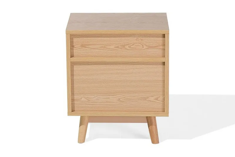 Peinmore Sängbord 40 cm med Förvaring 2 Lådor + Hylla - Brun/Vit/Grå - Möbler - Bord & matgrupper - Avlastningsbord - Sängbord & nattduksbord