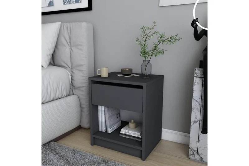 Rinorea Sängbord 44,6x52,8 cm - Antracit - Möbler - Bord & matgrupper - Avlastningsbord - Sängbord & nattduksbord