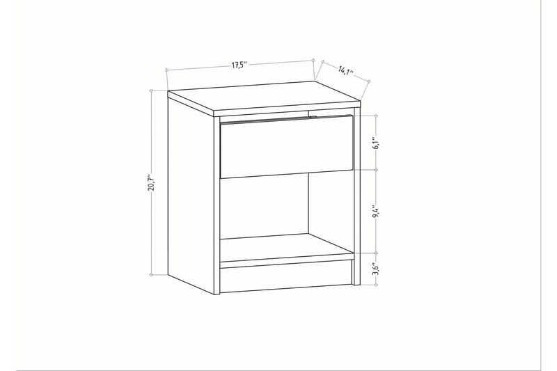 Rinorea Sängbord 44,6x52,8 cm - Vit - Sängbord & nattduksbord