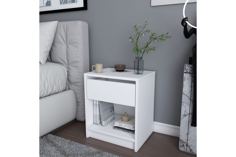 Rinorea Sängbord 44,6x52,8 cm - Vit - Möbler - Bord & matgrupper - Avlastningsbord - Sängbord & nattduksbord