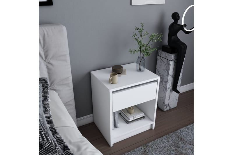 Rinorea Sängbord 44,6x52,8 cm - Vit - Möbler - Bord & matgrupper - Avlastningsbord - Sängbord & nattduksbord