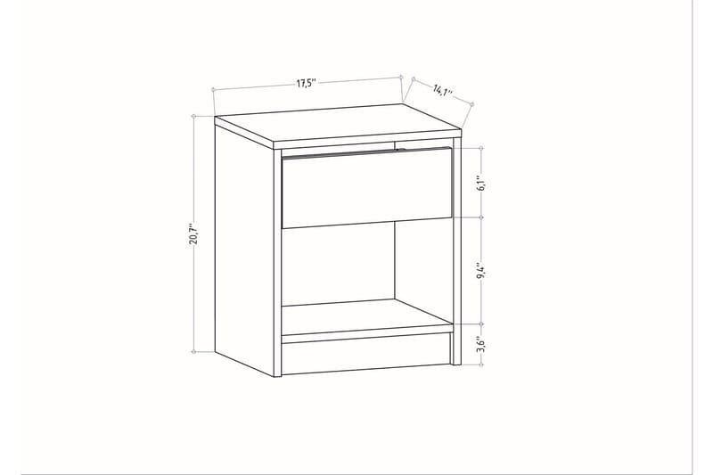 Rinorea Sängbord 44,6x52,8 cm - Vit - Möbler - Bord & matgrupper - Avlastningsbord - Sängbord & nattduksbord