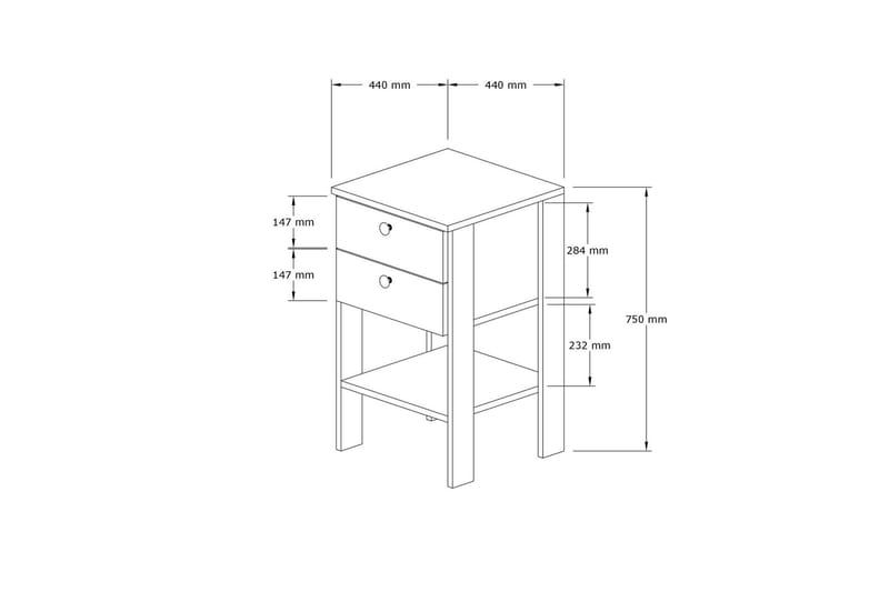 Rinorea Sängbord 44x75 cm - Vit - Sängbord & nattduksbord