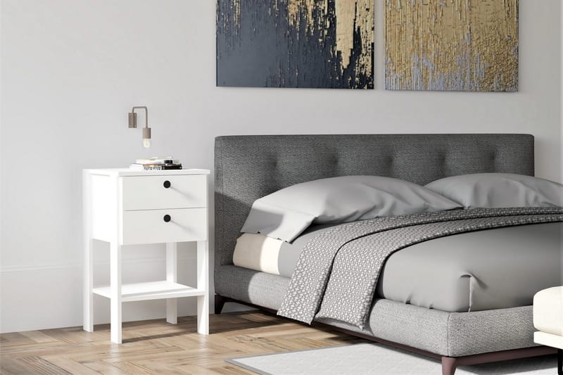 Rinorea Sängbord 44x75 cm - Vit - Sängbord & nattduksbord