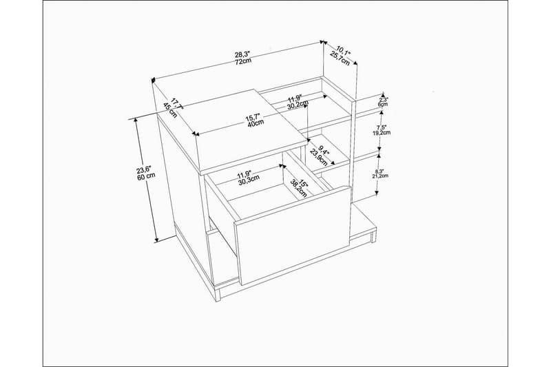 Rinorea Sängbord 72x60 cm - Vit - Sängbord & nattduksbord