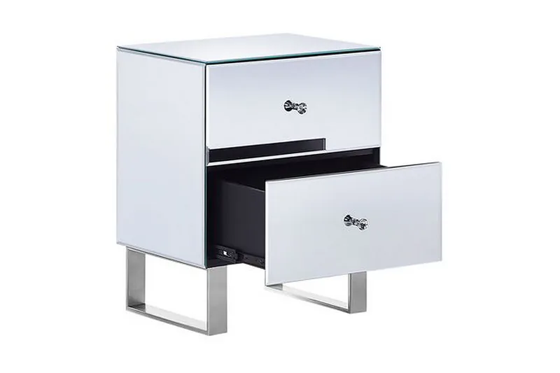 Sängbord 2 lådor spegeleffekt NESLE - Silver - Möbler - Bord & matgrupper - Avlastningsbord - Sängbord & nattduksbord