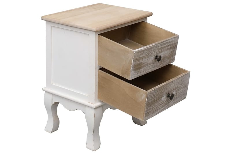 Sängbord 2 st 35x30x50 cm paulownia - Vit - Möbler - Bord & matgrupper - Avlastningsbord - Sängbord & nattduksbord