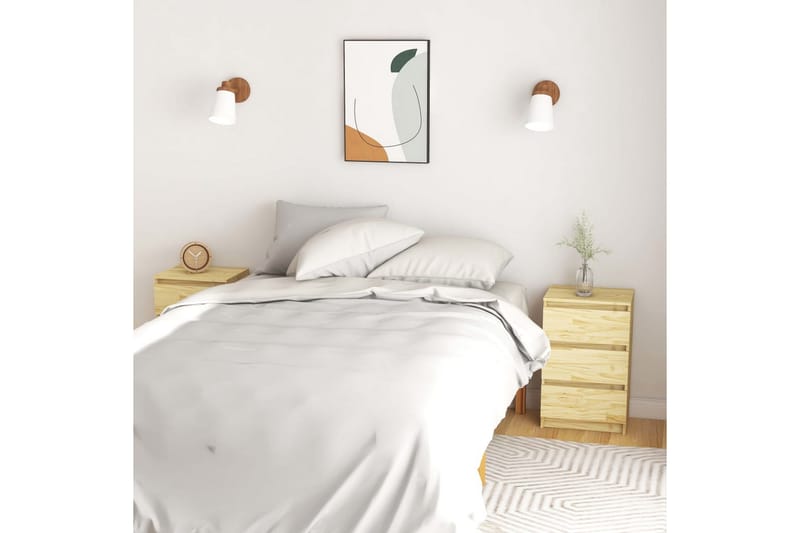 Sängbord 2 st 40x29,5x64 cm massiv furu - Brun - Möbler - Bord & matgrupper - Avlastningsbord - Sängbord & nattduksbord