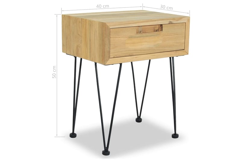 Sängbord 2 st 40x30x50 cm massiv teak - Brun - Möbler - Bord & matgrupper - Avlastningsbord - Sängbord & nattduksbord