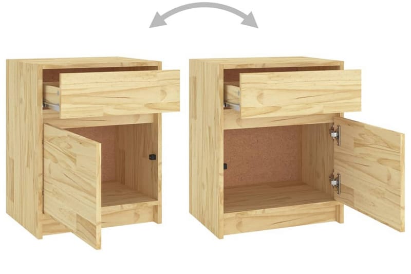 Sängbord 2 st 40x31x50 cm massiv furu - Brun - Möbler - Bord & matgrupper - Avlastningsbord - Sängbord & nattduksbord