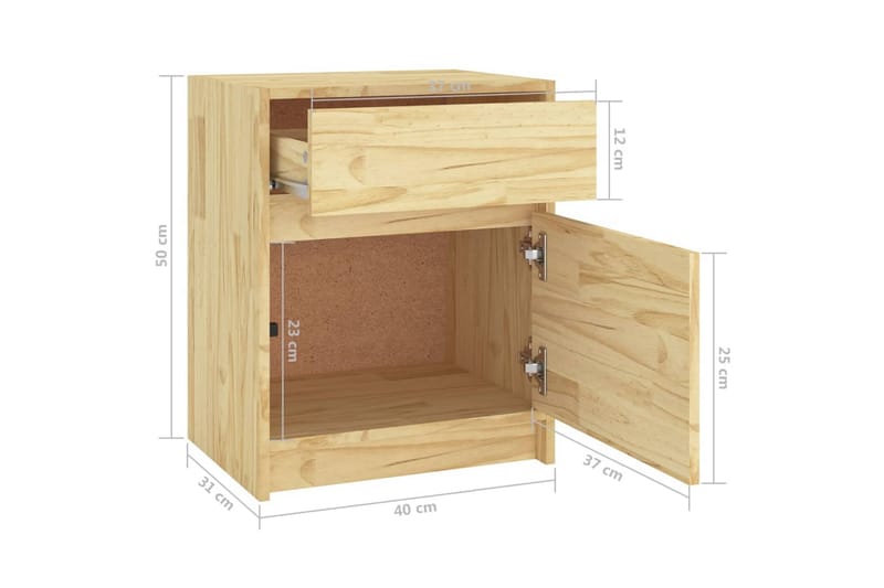 Sängbord 2 st 40x31x50 cm massiv furu - Brun - Möbler - Bord & matgrupper - Avlastningsbord - Sängbord & nattduksbord