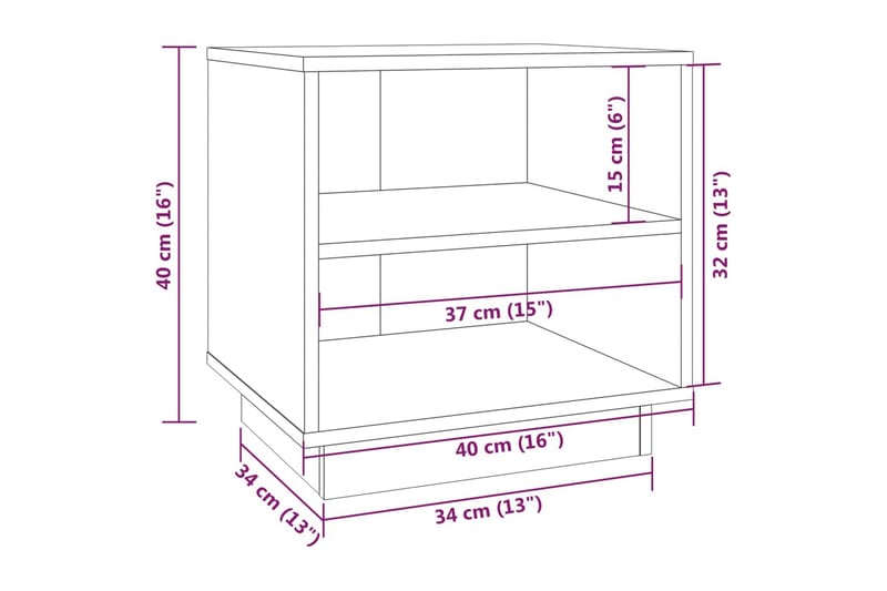 Sängbord 2 st 40x34x40 cm massiv furu - Brun - Sängbord & nattduksbord