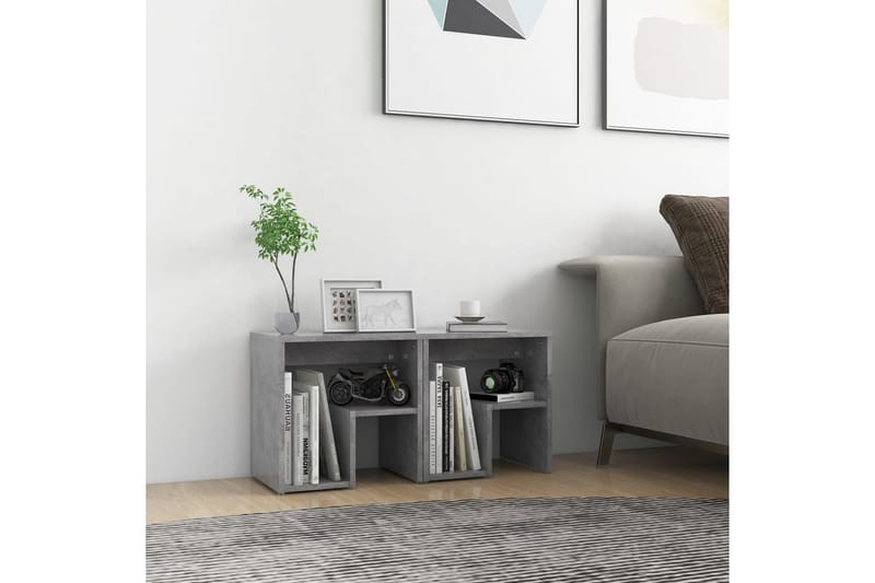 Sängbord 2 st betonggrå 40x30x40 cm spånskiva - Grå - Möbler - Bord & matgrupper - Avlastningsbord - Sängbord & nattduksbord