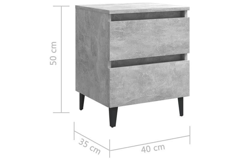 Sängbord 2 st betonggrå 40x35x50 cm spånskiva - Grå - Sängbord & nattduksbord