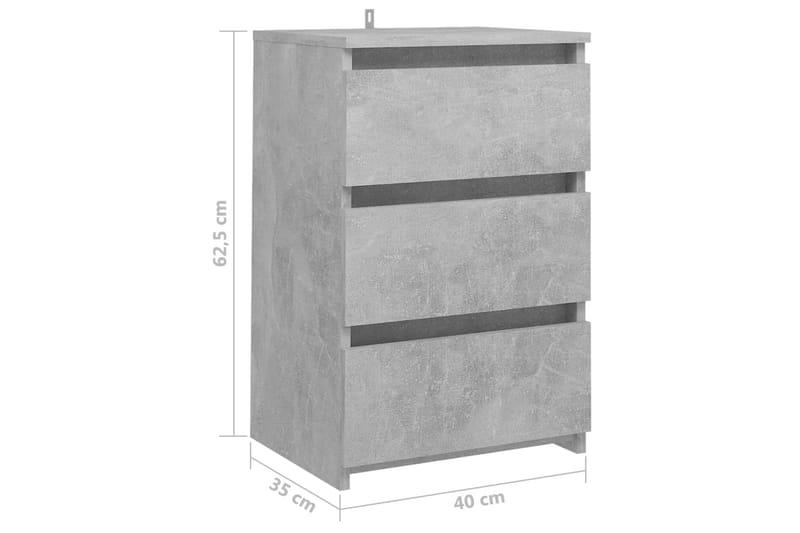 Sängbord 2 st betonggrå 40x35x62,5 cm spånskiva - Grå - Sängbord & nattduksbord