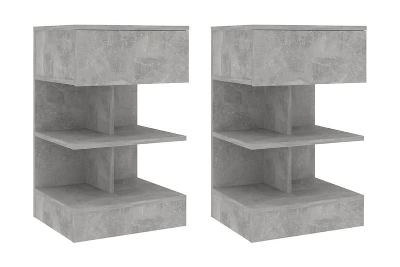 Sängbord 2 st betonggrå 40x35x65 cm - Grå - Sängbord & nattduksbord