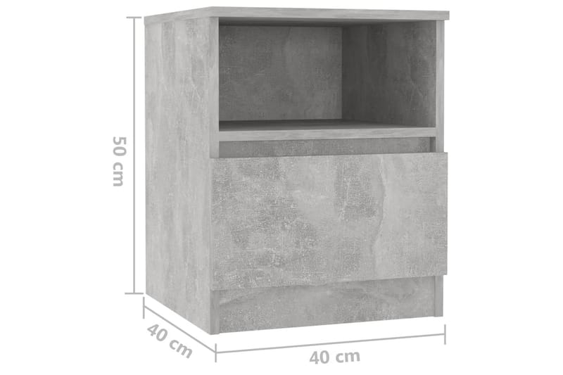Sängbord 2 st betonggrå 40x40x50cm spånskiva - Grå - Sängbord & nattduksbord
