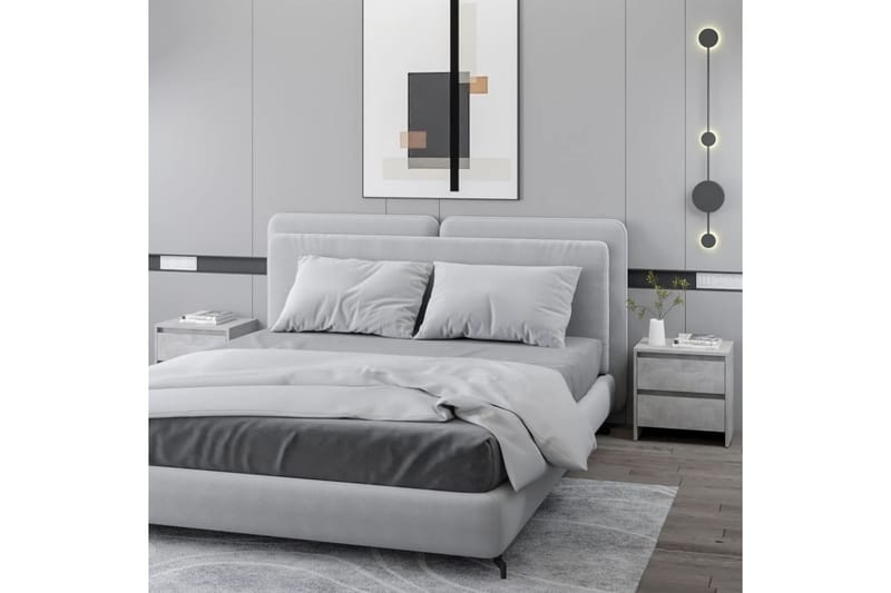 Sängbord 2 st betonggrå 45x34,5x44,5 cm spånskiva - Grå - Sängbord & nattduksbord