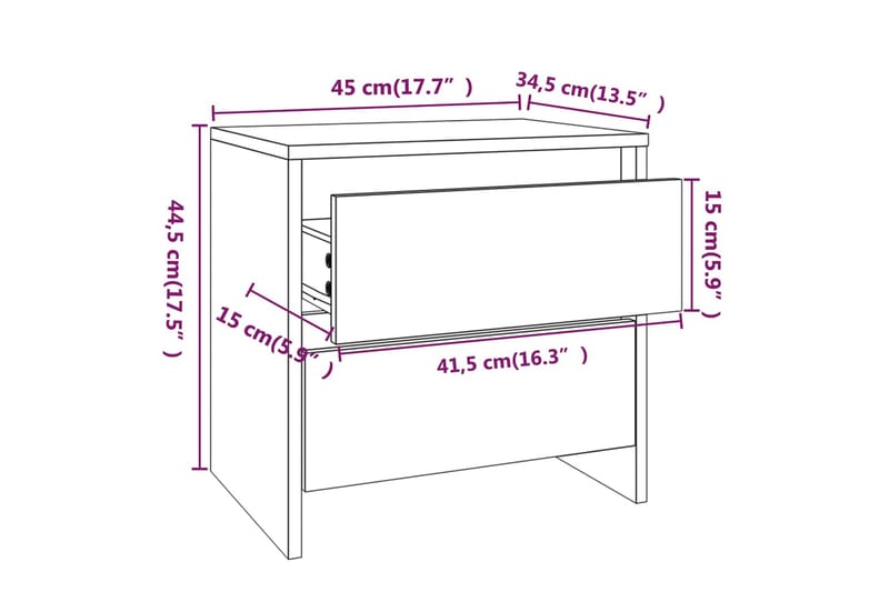 Sängbord 2 st betonggrå 45x34,5x44,5 cm spånskiva - Grå - Sängbord & nattduksbord