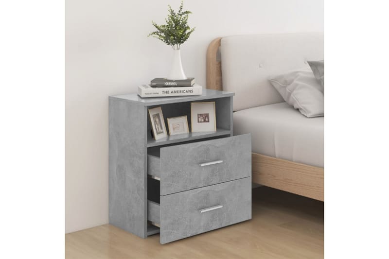 Sängbord 2 st betonggrå 50x32x60 cm - Grå - Möbler - Bord & matgrupper - Avlastningsbord - Sängbord & nattduksbord