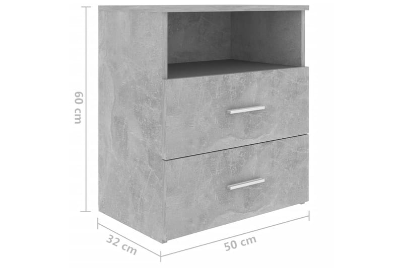 Sängbord 2 st betonggrå 50x32x60 cm - Grå - Möbler - Bord & matgrupper - Avlastningsbord - Sängbord & nattduksbord